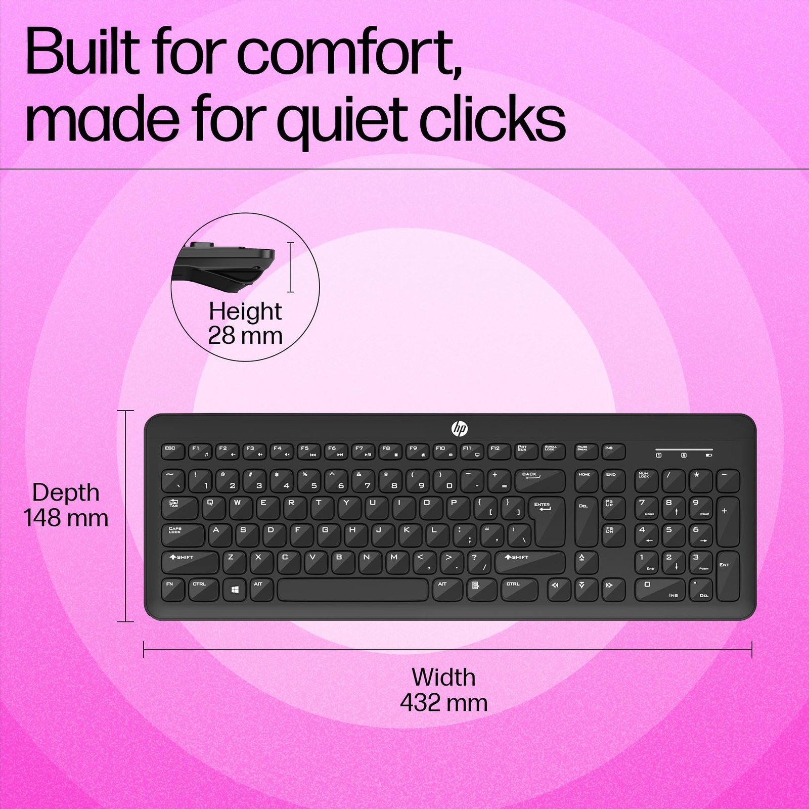 HP K260 Wireless Keyboard/Quick/Comfy/Accurate/Plug and Play/LED Indicators - Image 2